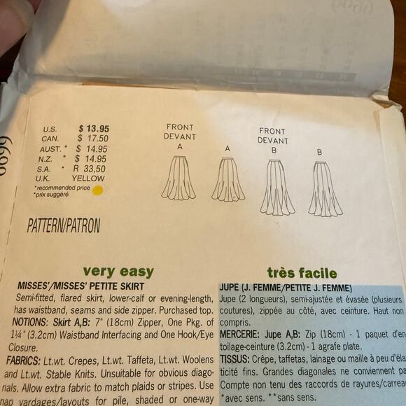 Uncut Butterick Sz 6 8 10 Retro 1951 Fast Easy Skirt Pattern 6699 Mermaid Style - Picture 4 of 5